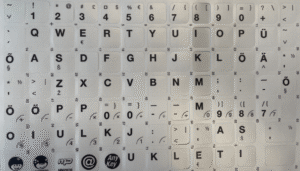 Klaviatuurikleebised Eesti, taust hall tähed must