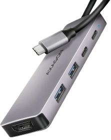 USB-jagaja Axagon USB-C - 2x USB-A, 2xUSB-C, 4K HDMI, USB 3.2 Gen 1 hub, PD 100W